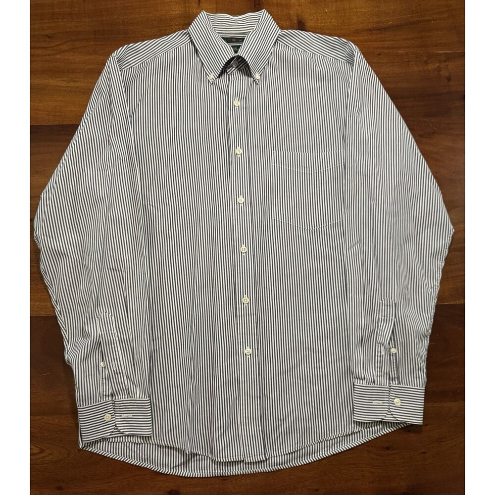 Vintage 90s J Crew Mens 15 - 34 Striped Button Down Dress Shirt 100% Cotton VTG
